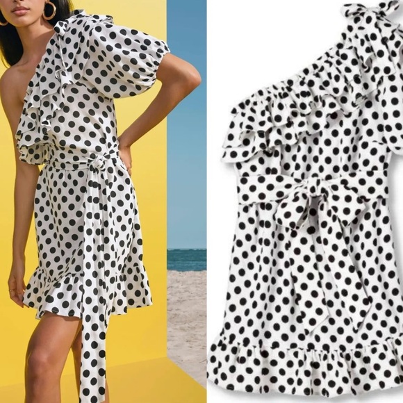 Lisa Marie Fernandez Polka Dot Ruffle Linen Mini Dress NEW - Picture 6 of 15